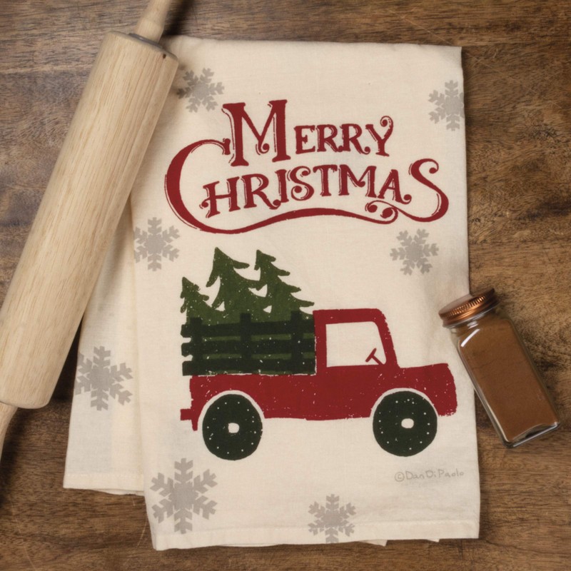 Primitives by Kathy Rustic Holiday Dish Towel, 28 x 28-Inches,