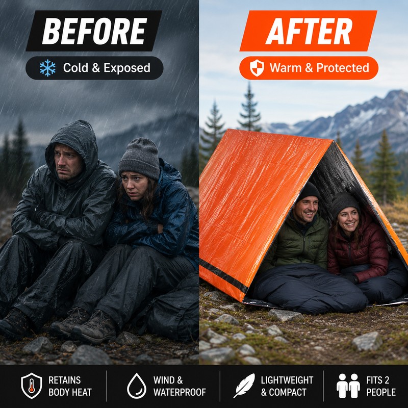 2-Person Emergency Tent for Camping – Waterproof Thermal Survival Shelter