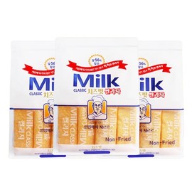 Milk Classic Cheese-Flavored Rice Crackers, 240g x 3 Packs, Individually Wrapped, Non-Fried, Soft & Chewy Snack