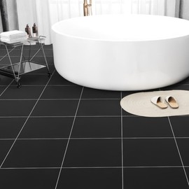 Peel and Stick Floor Tile 40-Pack 40 Sq.Ft Matte Pattern Flooring, 12” x 12” Self Adhesive Vinyl Flooring DIY for Kitchen, Bathroom, Laundry, Pure Black