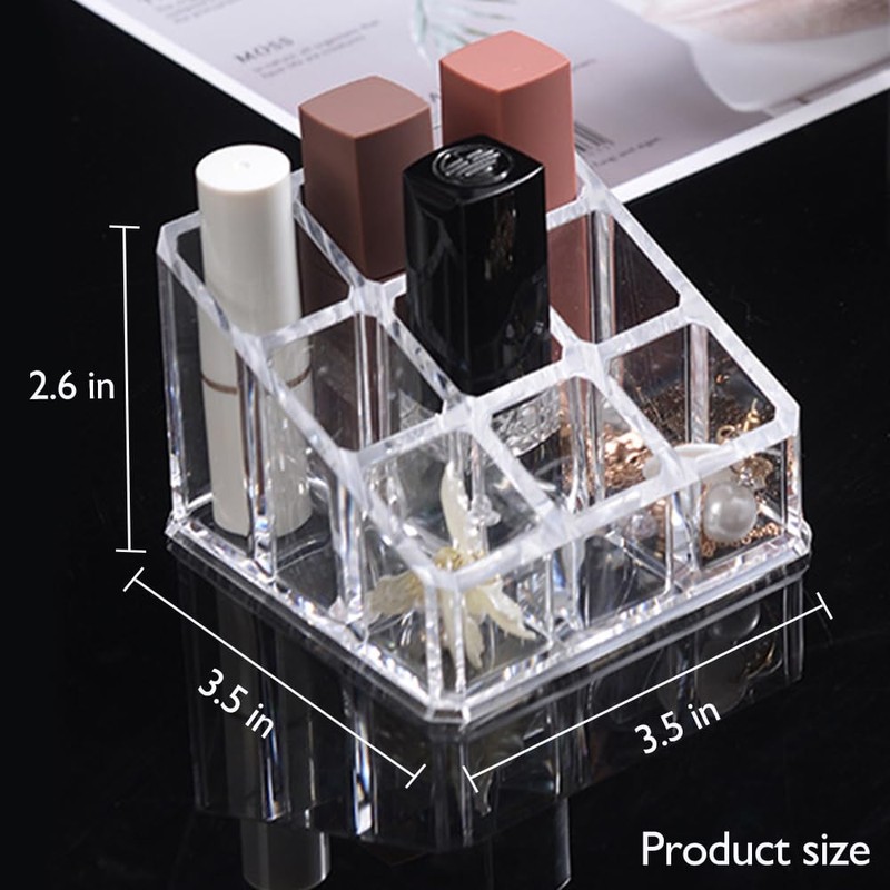 Lipstick Organizer and Storage, 9 Slots Clear Case Display Rack