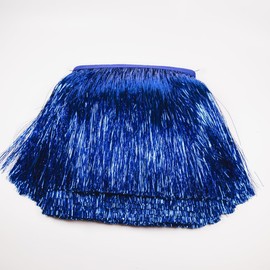 10 Yards 8 Inch Wide Metallic Fringe Trim Tinsel Fringe Tinsel Trim DIY Latin Dance Costume Clothing Accessories Shiny Tassel Lace Fringe Trimming (Blue)