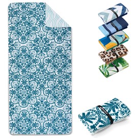 Fit-Flip Microfibre Beach towel - large beach towel - lightweight, compact and super absorbent - sand free quick dry towel, 100% recycled microfibre travel towel - Portugal 200x90cm