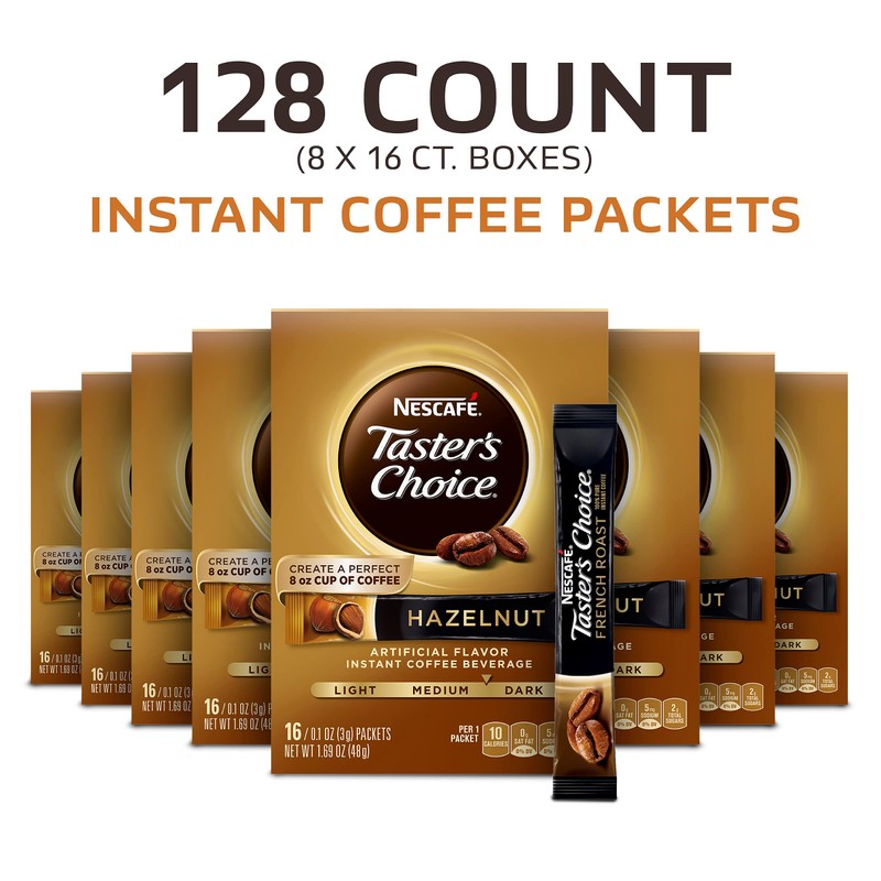 Nescafe Taster's Choice Instant Coffee Beverage, Hazelnut, 16 count (Pack