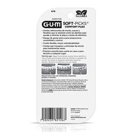 GUM - Palillos Interdentales Soft-Picks Comfort Flex con Sabor a Menta - Limpieza Suave y Flexible sin Látex ni Metal - 32 Piezas