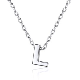 Silvora S925 Silver Letter Pendant, Name Initial Necklace, A-Z for Silver Name Necklace, Women, Children & Men, 46 cm + 5 cm Extension Chains, Silver