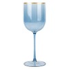 EcoQuality Translucent Plastic Blue Wine Glasses with Gold Rim -