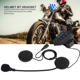 BOROCO BT12 V5.0+ EDR Motorcycle Bluetooth Headset, BT Helmet Kit with Hands-Free Calling, Noise Reduction, Black