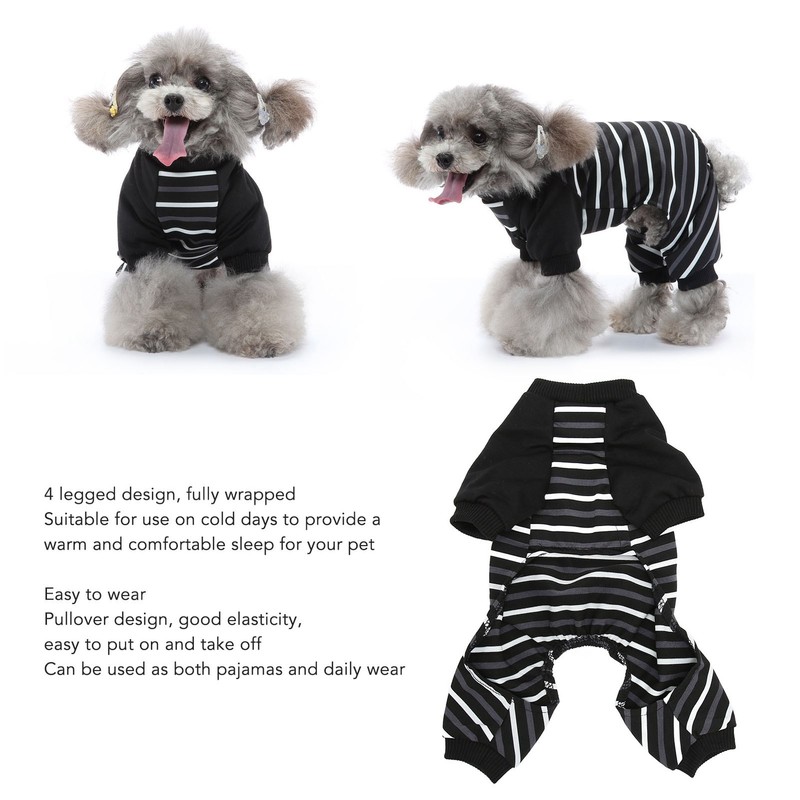 Dog Pajamas Warm Comfortable Stretchy 4 Legs Striped Dog Pajamas