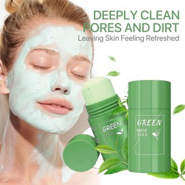 Green Mask Stick,1 Stück Grüntee Maske Stick,Tiefenreinigung & Mitesserentfernung, Feuchtigkeitsspendende Tonmaske für Gesichtspflege,Ölregulierung & Hautaufhellung, Geeignet für die meisten Hauttypen