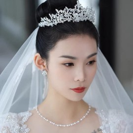 TITIVATE Tiara Crystal Crown Wedding Tiara Bridal Tiara Crystal Rhinestone Tiara Crown Princess Tiara, Crystal, Rhinestone, Alloy,