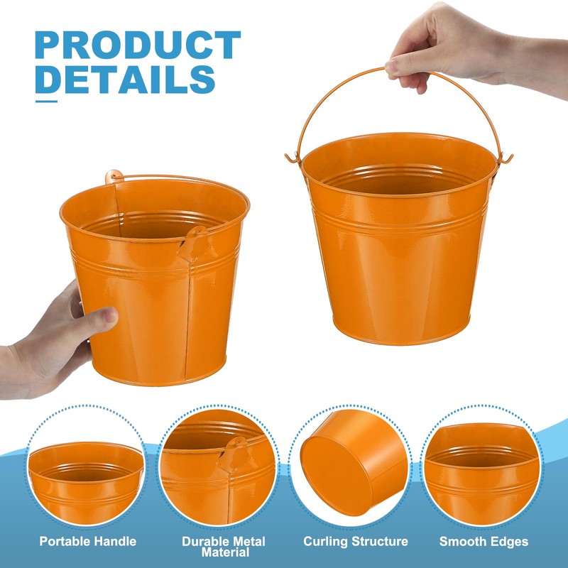 PATIKIL 6"x5" Small Metal Buckets with Handle, 6 Pcs Mini