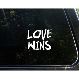 Love Wins- 4-1/2" x 3-3/4" - Vinyl Die Cut Decal/Bumper Sticker for Windows, Cars, Trucks, Laptops, Etc.