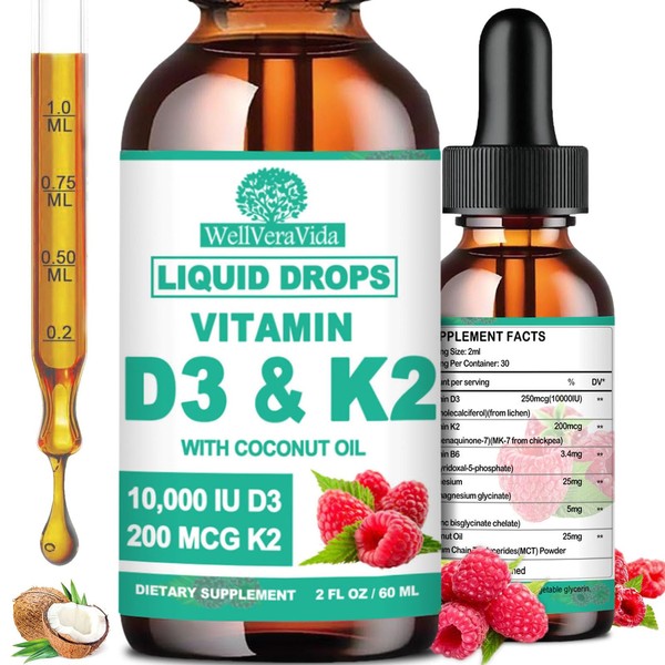 D3 K2 Vitamin 10000iu, Liquid Drop Vitamin D3 With K2