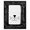 ROLYAD Lighter in Black Silk Lined Gift Box Cat Face