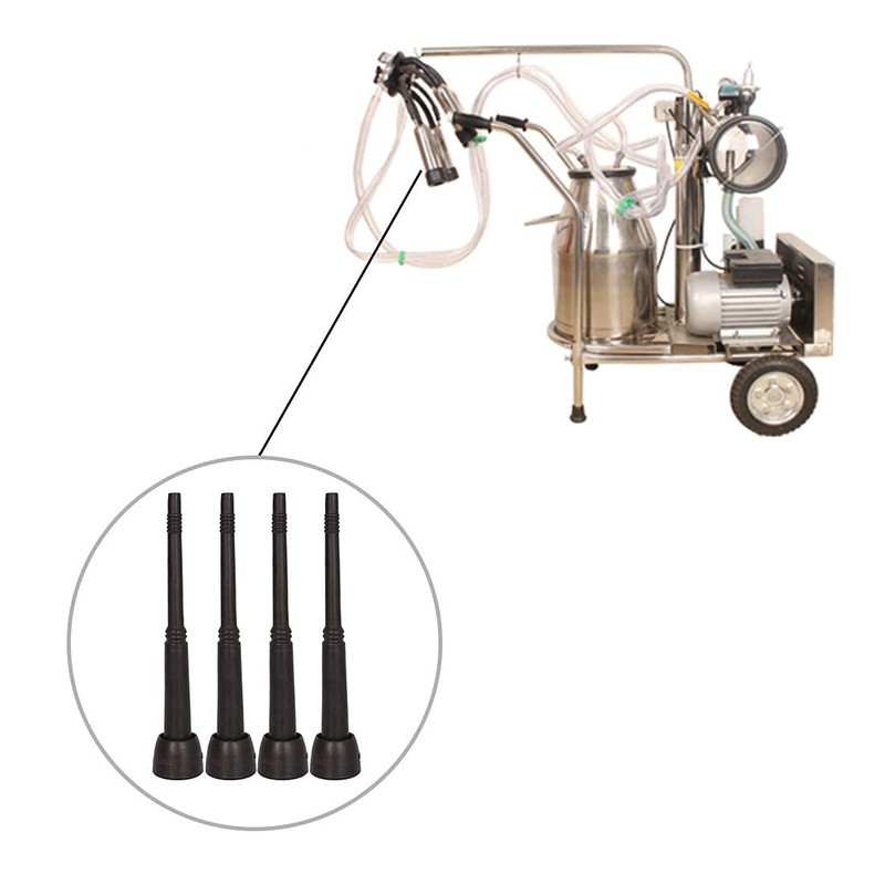 4 Pcs Milking Machine Liners,Black Milk Liner Soft Rubber Teat