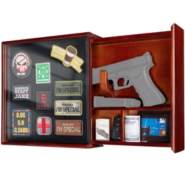 1TG Concealment Furniture, Concealment Shelf Wall Mounted Hidden Storage Box Compartment Furniture Hidden Shelf Wooden Picture Photo Frame with Patches Display Panel(Red Brown)