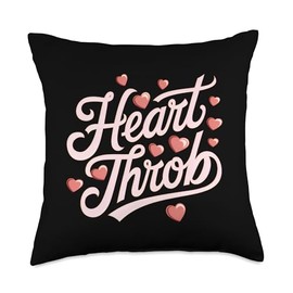 Heart Throb Vintage Script Style Valentine's Day Graphic Throw Pillow