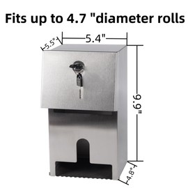Commercial Double Rolls Toilet Paper Dispenser Holder,Heavy Duty Stainless Steel Tissue Dispenser Wall Mount with Lock,Automatic Touchless Paper Towel Dispenser with Shelf for Kitchen Bathroom (1)