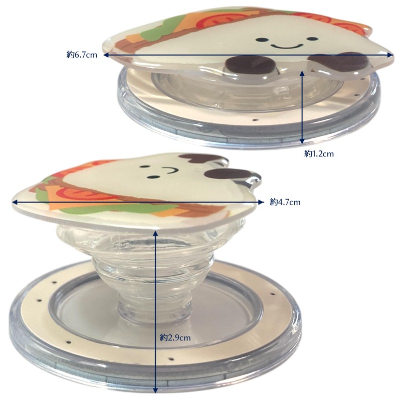 食べ物 キャラクター 磁力吸着 マグネット 折りたたみスマホグリップ ソケッツ 韓国 スマホリング リング スタンド