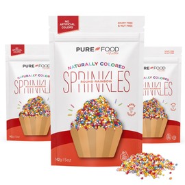 Pure Food by Estée Estee Rainbow Nonpareils, 5oz (3 Pack) | Vegan Sprinkles for Ice Cream | Dye Free Sprinkles | Rainbow Jimmies for Baking | Natural Sprinkles | Gluten Free, Dairy Free, Nut Free