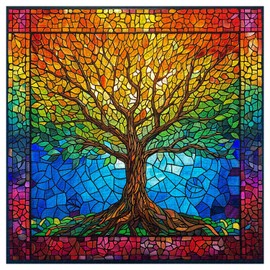 PICKFORU Stained Glass Puzzles for Adults 1000 Pieces and up, Mosaic Tree of Life Puzzle Unique Rainbow Puzzles, Colorful Difficult Jigsaw Puzzles for Adults
