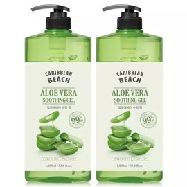 Caribbean Beach Aloe Soothing Gel 1000mlX2 Large Capacity Moisture Cream Aloe Gel Soothing Gel / 캐리비안 비치 알로에수딩젤 1000mlX2개대용량 수분크림 알로에젤 수딩젤
