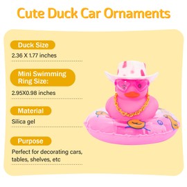 wonuu 2 piezas de patos de goma para decoración de coche, bonitos accesorios de coche, color rosa, decoración de tablero de goma, patito de goma, accesorios de coche, pato, decoración de coche, patos de coche, patos para salpicadero