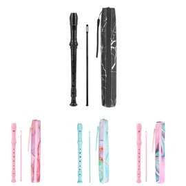 Czzmy Recorder Instrument for Beginners, Kids and Adults, 8 Holes Soprano Recorder Music Flute with Cleaning Rod and Bag for School Students Home Entertainment (2 x Black Marble)