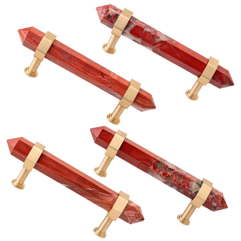 TUMBEELLUWA Double Crystal Points Cabinet Knob with Screws, Stone Wand