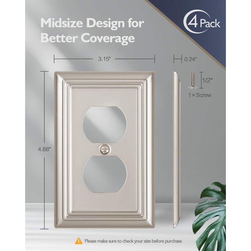 ZILLSEA Decorative Framed Design Switch Plates Outlet Covers, Duable Metal