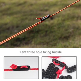 VGOL 30PCS 3 Holes Rope Tensioner Cord Adjuster Plastic Tent Rope Fastener for Camping Hiking Picnic Tent Shade Tarp Canopy Outdoor Activities 4mm Hole Diameter