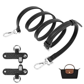 Adjustable Leather Shoulder Strap for Longchamp Women's Bags Longchamp Mini Bag Straps and Bag Strap Extension - Width: 1.2 cm (Black)