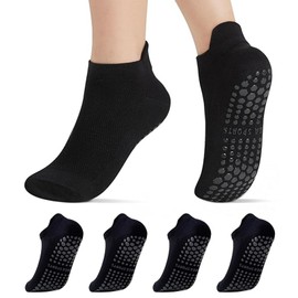 [TerraShine] ヨガソックス 2足セット スポーツソックス 綿 吸湿性 通気性 抗菌 防臭 滑り止め付き 転倒防止 レディース 靴下 ダンス フィットネス ヨガ バレエ 用 (ブラック)