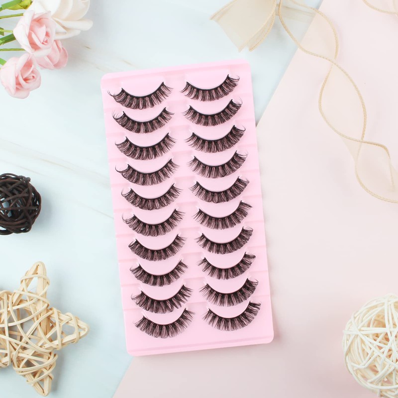 Oreola False Eyelashes, 10 Pairs, Russian Strip Lashes, D Curl