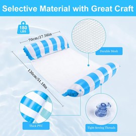 2 Piezas Hamaca de Agua Inflable, 4 En 1 Flotador Piscina de Plegable con Bomba de Aire, Salón Flotante, Hamaca Flotante para Piscina para Alberca