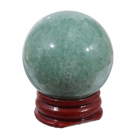 Lovionus89 40 mm Healing Crystal Ball Divination Sphere, Sculpture Home Decoration Fengshui Balls with Wooden Stand, Green Aventurine