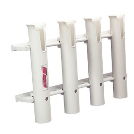 Extreme Max 3005.5644 Wall-Mount Poly Fishing Rod Holder - 4-Rod, White