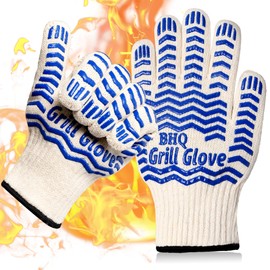 Oven Gloves, Heat Resistant BBQ Oven Glove-BBQ Gloves,Ove Glove Oven Mitts Heat Resistant for Kitchen Potholder,Grill,Grilling,Smoker,Barbeque-1 Pair(Blue)