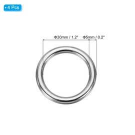 PATIKIL 2" Seamless Metal O Rings, 4 Pack 304 Stainless Steel O-Ring Heavy Solid Round Rings for Macrame, DIY Craft, Hardware, Belt, Dog Leash, 6x50mm
