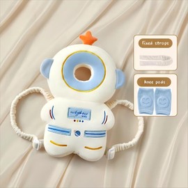 Baby Head Protector Backpack Wear,Toddler Adjustable Baby Head Protection with Baby Knee Pads for Crawling, Safety Pad Backpack for Learning Walking,Baby Head Protection Pad (Little Astronaut)