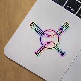 Holographic Decal Stickers of Baseball with Crossed Bats Baseball Team D Premium Waterproof Vinyl Decal Stickers for Laptop Phone Accessory Helmet Car Window Mug Tuber Cup Door Wall D ANDVER3518170HO