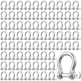 100 Pcs 1/4 Inch D Ring Shackle Rugged 3.8 Ton(8377 Lbs) Max Break Strength