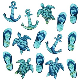 Konohan 16 Pcs Cruise Door Magnets Decorations Turtle Cruise Magnets Flip Flop Anchor Nautical Ship Decorations for Car Refrigerator Door Sign Cabin, 5 Inch
