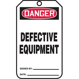 Accuform MDT122CTM PF-Cardstock Safety Tag, Legend "Danger DEFECTIVE Equipment", 5.75" Length x 3.25" Width x 0.010" Thickness, Red/Black on White (Pack of 5)