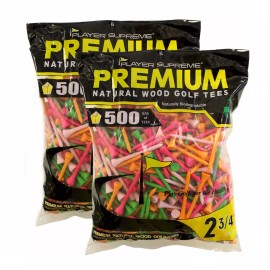 JP Lann 1000 Bulk Box- 2 3/4" Premium Golf Tees by JP Lann (various colors) - Neon