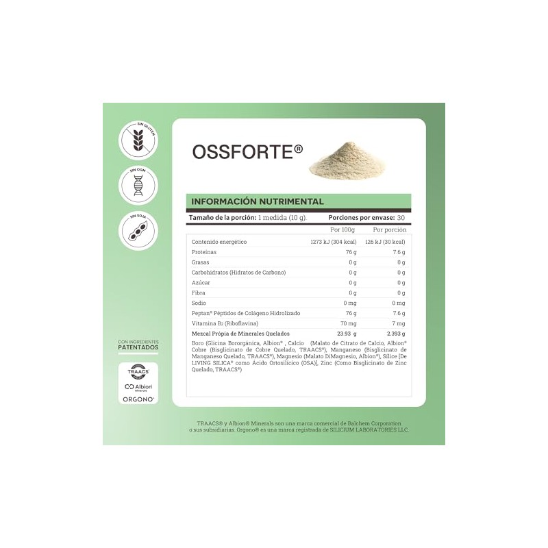 Matter Ossforte Colageno Hidrolizado Puro Peptan Grass Fed Calcio Minerales
