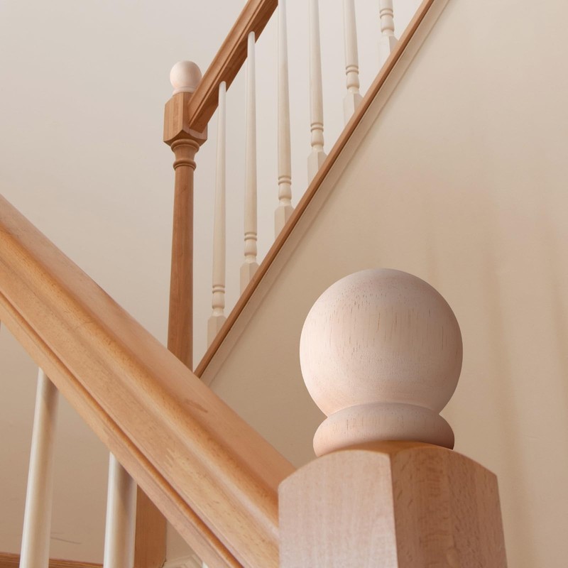 Maasechs 2 Pack 2.5" Round Wood Ball Curtain Rod Finial