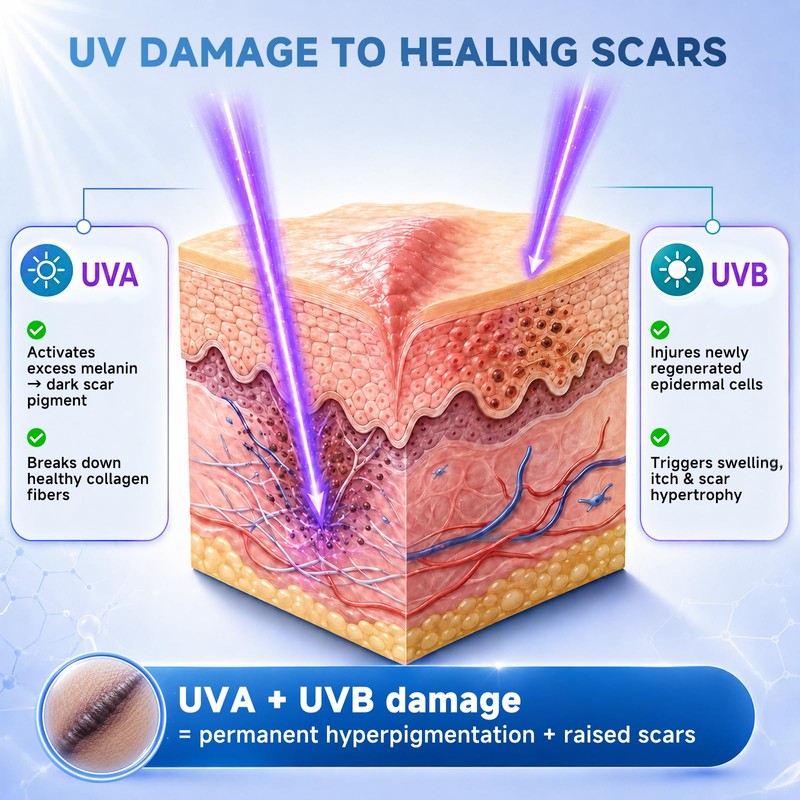 UPF50+ Silicone Scar Sheets with UV Protection(1.8”x 157" Roll 4M)