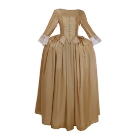 CosplayDiy Musical Hamilton Disfraz de cosplay Angélica Peggy Eliza Schuyler - Vestido colonial para niñas, vestido de albaricoque, XS